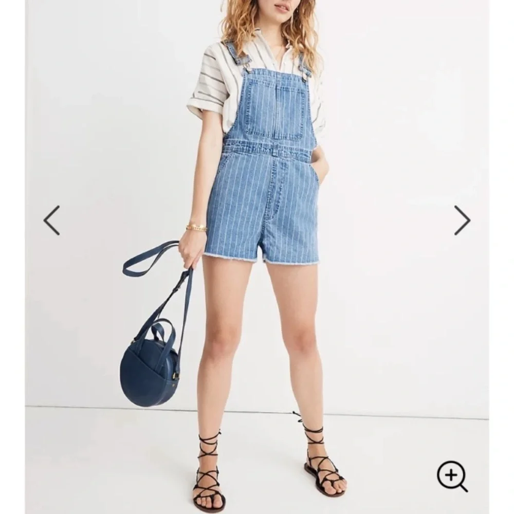 Madewell Pinyon Short Overalls in Pinstripes - Picture 3 of 6